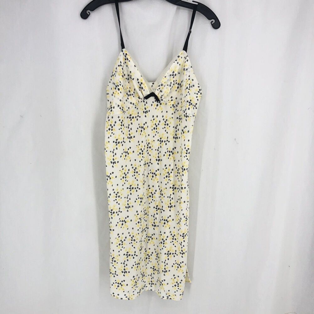 Vera Wang Dress Medium White Midi Floral  Sleeveless Floral